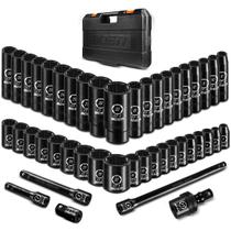 Conjunto de soquetes boen 45PCS 1/2” Drive Metric com caixa de aço CR-V