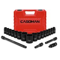 Conjunto de soquetes CASOMAN 1/2" Drive Shallow Impact de 20 peças