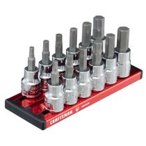 Conjunto de soquetes CRAFTSMAN V-SERIES 12 peças Hex SAE e MM 3/8"