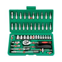 Conjunto De Soquetes De 1/4 De Polegada Com 46 Peças, Kit De Ferramentas Métricas Com Chave Catraca