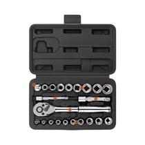 Conjunto De Soquetes De Catraca 72T 22 Peças 1/4+3/8" Drive 4-17mm Com Adaptadores Kit De Reparação Conjunto De Soquetes De Catraca 72T 22 Peças 1/4+3/8" Drive 4-17mm Com Adaptadores Kit De Reparação