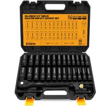 Conjunto de soquetes ELEAD 1/2 Drive Deep Impact 30 unidades SAE 3/8-1"