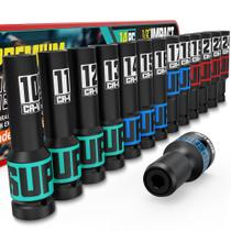 Conjunto de soquetes KIRXST de 14 peças 1/2 Drive Impact com caixa de 10-24 mm