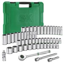 Conjunto de soquetes SK 3/8 Drive com catraca 160-P de 55 peças SAE e métrica Conjunto de soquetes SK 3/8 Drive com catraca 160-P de 55 peças SAE e métrica