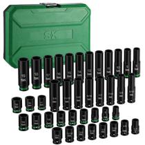 Conjunto de soquetes SK 3/8 Drive Impact de 40 peças com estojo de armazenamento Conjunto de soquetes SK 3/8 Drive Impact de 40 peças com estojo de armazenamento