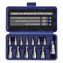 Conjunto de soquetes Torx Bit WORKPRO de 13 peças T8-T60 1/4, 3/8 e 1/2 Dr