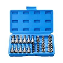 Conjunto De Soquetes Torx E-Torx De 34 Peças 1/4 3/8 1/2 Drive Ferramenta Manual Masculina E