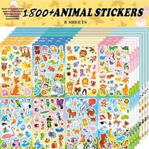 Conjunto de sortimento de adesivos para animais Sinceroduct de 8 folhas (mais de 1800) Conjunto de sortimento de adesivos para animais Sinceroduct de 8 folhas (mais de 1800)