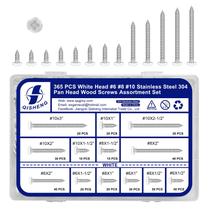 Conjunto de sortimento de parafusos de madeira QISHENG White Head 365 PCS Conjunto de sortimento de parafusos de madeira QISHENG White Head 365 PCS
