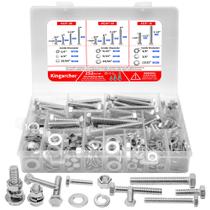 Conjunto de sortimento de porcas e parafusos Hex Head Kingarcher 252 PCS Conjunto de sortimento de porcas e parafusos Hex Head Kingarcher 252 PCS