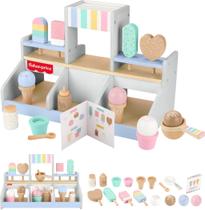 Conjunto de sorveteria de madeira Fisher-Price, brinquedo de 18 peças Conjunto de sorveteria de madeira Fisher-Price, brinquedo de 18 peças