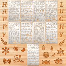 Conjunto de Stencil HIKIMA 9 Peças Letras e Números em Metal 10 x 18 cm