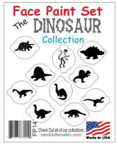 Conjunto de Stencils para Pintura Facial Coleção Dinossauros com 10 Modelos