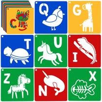 Conjunto de Stencils ViikiFain com 26 Animais e Alfabeto 20 cm para Crianças