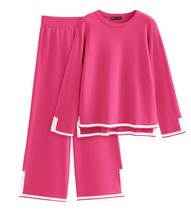 Conjunto de Suéter de Punto para Mujer PRETTYGARDEN Vermelho Rosado Tamanho G