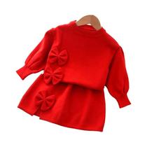 Conjunto De Suéter E Saia De Manga Longa Para Meninas, Roupas Escolares De Outono E Inverno, 2 Peças Conjunto De Suéter E Saia De Manga Longa Para Meninas, Roupas Escolares De Outono E Inverno, 2 Peças
