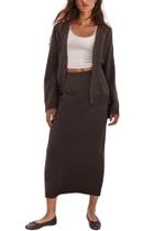 Conjunto de suéter e saia feminino ReachMe, malha de chocolate, outono, 2 peças Conjunto de suéter e saia feminino ReachMe, malha de chocolate, outono, 2 peças