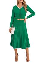 Conjunto de suéter feminino Pink Queen de malha canelada de outono com 2 peças Conjunto de suéter feminino Pink Queen de malha canelada de outono com 2 peças