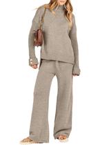 Conjunto de suéteres Caracilia, pulôver feminino de malha com calças largas