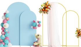 Conjunto de suporte de arco de casamento Putros Metal com capa azul empoeirada de 220 cm e 183 cm
