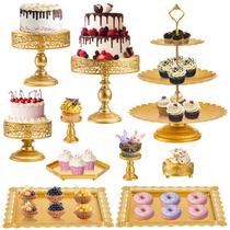 Conjunto de suporte de bolo Jucoan Gold Metal, 10 peças para festa de casamento Conjunto de suporte de bolo Jucoan Gold Metal, 10 peças para festa de casamento