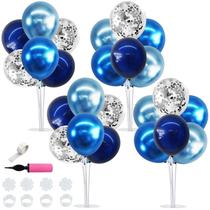 Conjunto de suporte para balões TONIFUL Metallic Blue Silver com bomba e 32 balões
