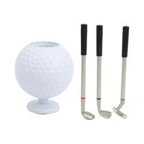Conjunto De Suporte Para Canetas Em Forma De Bola De Golfe Mini Desktop Com 3 Canetas De Golfe