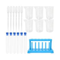 Conjunto De Suporte Para Tubos De Ensaio Com 6 Peças, Incluindo Tubos De Ensaio, Copos Medidores E Conjunto De Suporte Para Tubos De Ensaio Com 6 Peças, Incluindo Tubos De Ensaio, Copos Medidores E
