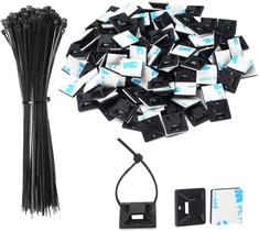Conjunto de suportes autoadesivos Cable Tie Zip SeuyeugX Black 100 Conjunto de suportes autoadesivos Cable Tie Zip SeuyeugX Black 100