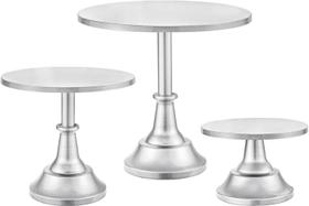 Conjunto de suportes para bolos HBlife Silver Metal, 3 peças para bolos de 15 a 25 cm