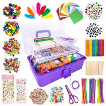 Conjunto de suprimentos de arte e artesanato kortes 1405 unidades para crianças, roxo