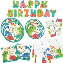 Conjunto de suprimentos de festa Gatherfun Dinosaur Birthday para 25 convidados Conjunto de suprimentos de festa Gatherfun Dinosaur Birthday para 25 convidados
