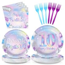 Conjunto de suprimentos de festa Grencian Iridescent 10th Birthday Girl Conjunto de suprimentos de festa Grencian Iridescent 10th Birthday Girl
