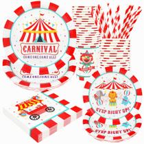 Conjunto de suprimentos de festa Recheel Carnival Theme para 24 convidados Conjunto de suprimentos de festa Recheel Carnival Theme para 24 convidados