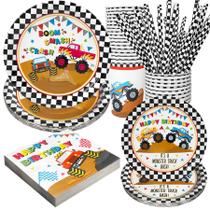 Conjunto de suprimentos de festa Recheel Monster Truck para 24 convidados