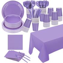Conjunto de suprimentos de festa TWOWYHI 229 unidades roxo para 30 convidados Conjunto de suprimentos de festa TWOWYHI 229 unidades roxo para 30 convidados