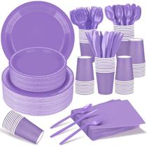 Conjunto de suprimentos de festa TWOWYHI Lavender para 30 convidados, 228 unidades