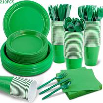 Conjunto de suprimentos de festa WELLIFE Green Plastic para 30 convidados Conjunto de suprimentos de festa WELLIFE Green Plastic para 30 convidados