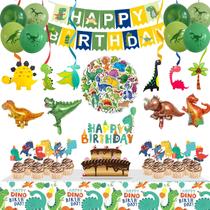Conjunto de suprimentos de festa YBST Dinosaur Birthday 104 unidades para crianças