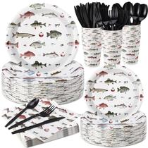 Conjunto de suprimentos de festa Ziliny Fishing de 1º aniversário para 50
