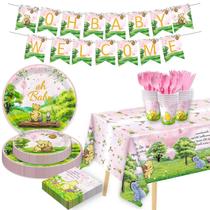 Conjunto de suprimentos para festas B4b3e 178 unidades Pink Winnie Bear Baby Shower