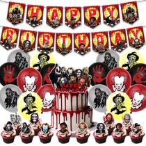 Conjunto de suprimentos para festas de aniversário, filme de terror inspirado com banner