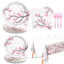 Conjunto de suprimentos para festas em aquarela de flor de cerejeira da Grécia, 98 unidades Conjunto de suprimentos para festas em aquarela de flor de cerejeira da Grécia, 98 unidades