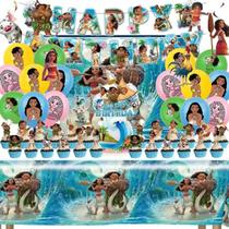 Conjunto de suprimentos para festas, Moana Birthday Party, 50 unidades com banner e muito mais Conjunto de suprimentos para festas, Moana Birthday Party, 50 unidades com banner e muito mais