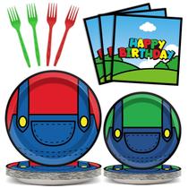 Conjunto de suprimentos para festas Super Brother Plates Super Video Games