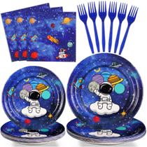 Conjunto de suprimentos para festas, tema espacial SCIONE, aniversário de 24 convidados Conjunto de suprimentos para festas, tema espacial SCIONE, aniversário de 24 convidados