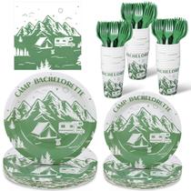 Conjunto de suprimentos para festas Zubebe Camp Bachelorette 24 convidados 120 unidades Conjunto de suprimentos para festas Zubebe Camp Bachelorette 24 convidados 120 unidades