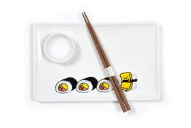 Conjunto de sushi Seven20 Gudetama em grés com prato, prato de wasabi
