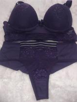 Conjunto de Sutiã com Bojo Tamanho Plus Size Renda Alça Reforçada e calcinha com fio Duplo .