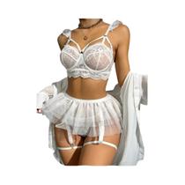 Conjunto De Sutiã De Renda Transparente Sexy, Lingerie Fina, Roupa Íntima Atraente Bilizna